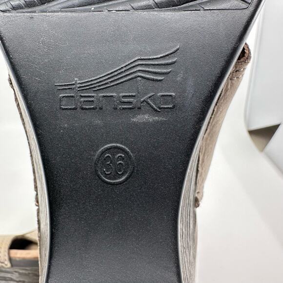 Dansko Vanda Platform Wedge Taupe Nubuck Leather Peep Toe WMNS 6 Slingback Beige - Picture 7 of 9